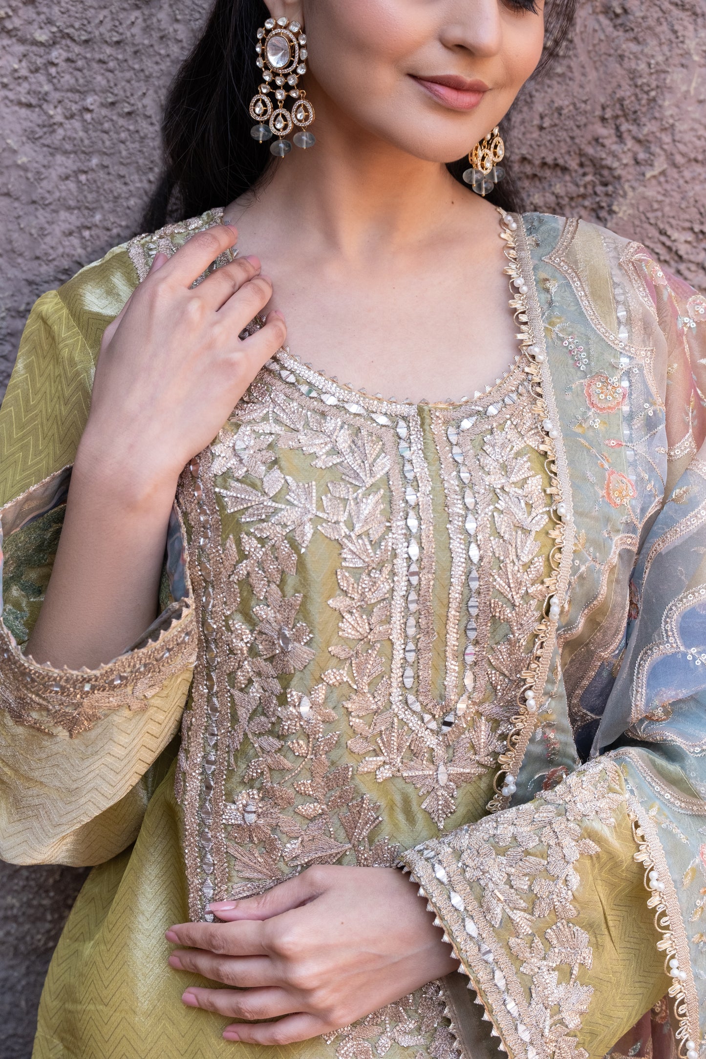 Nazaakat - Embroidered kurta with Salwar and Digital Printed Dupatta