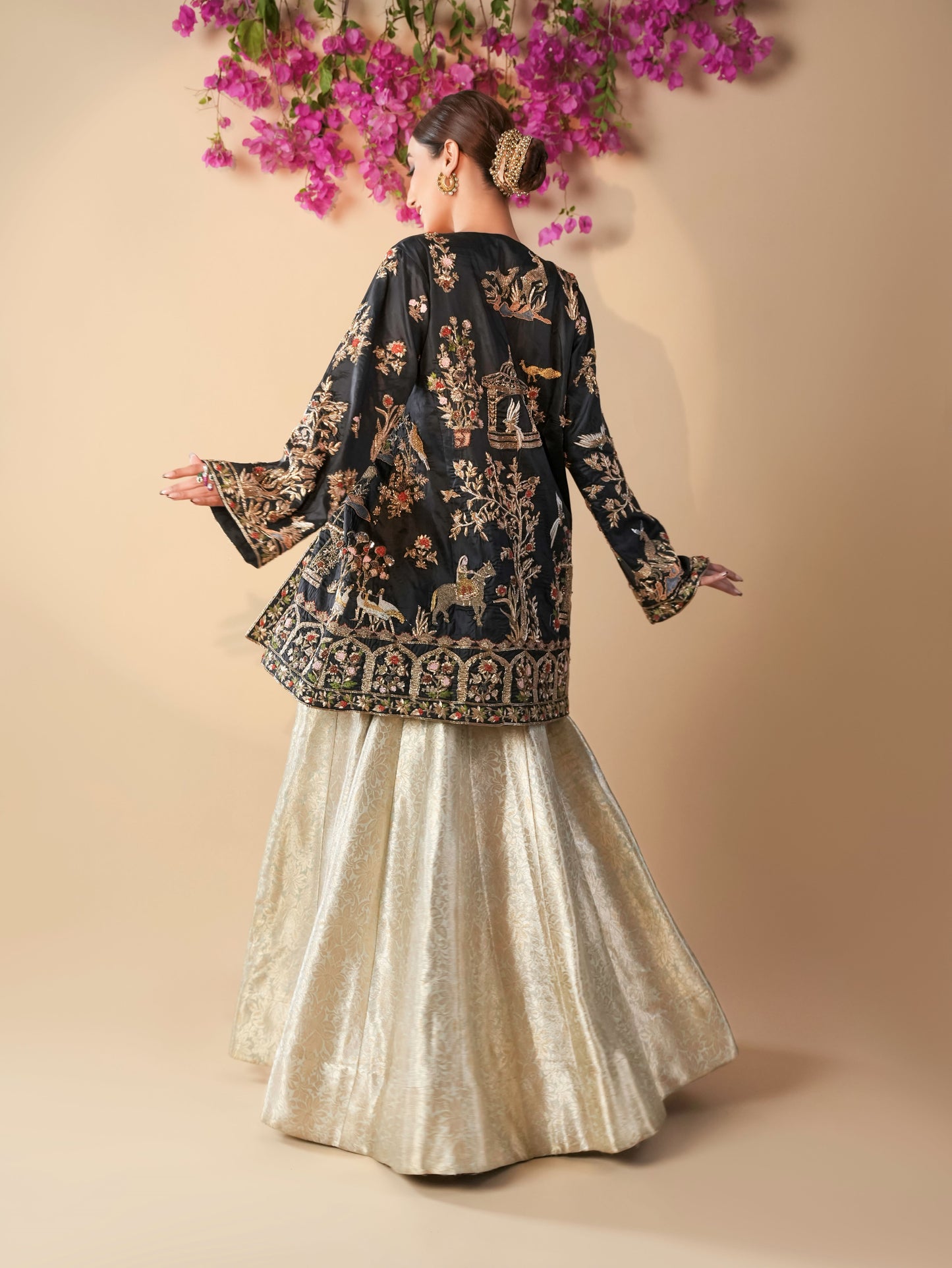 Gulzaar Adaa- Black Zardozi Work Ethnic Jacket