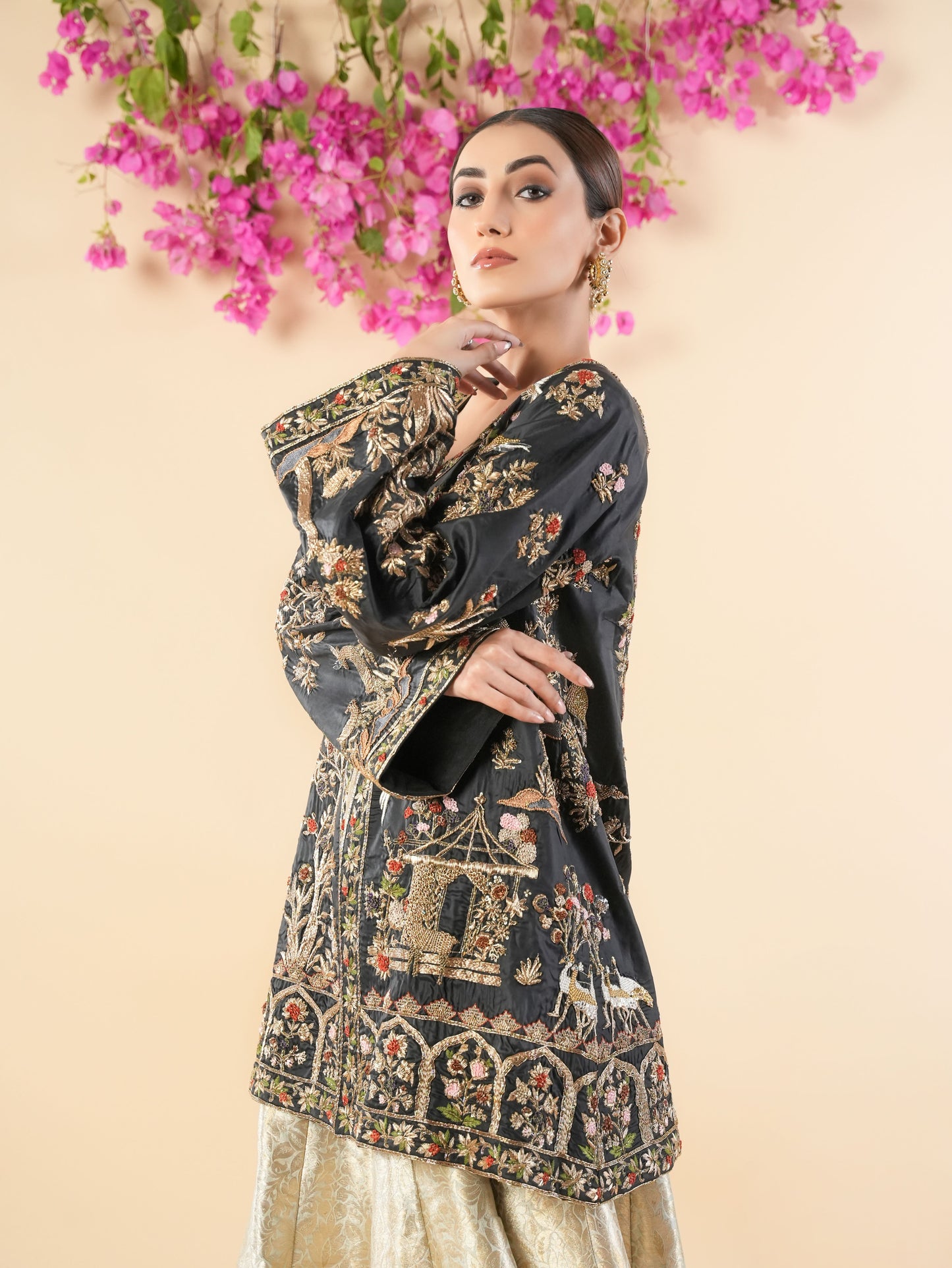Gulzaar Adaa- Black Zardozi Work Ethnic Jacket
