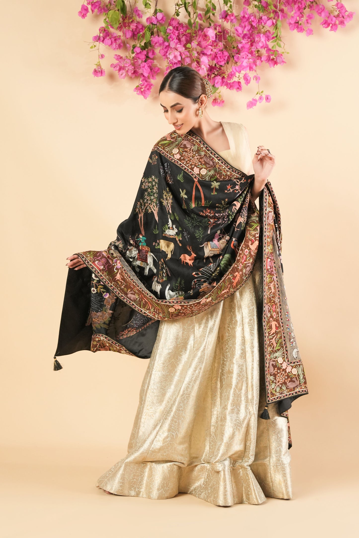 Zardozi- Resham Thread Embroidered Dupatta