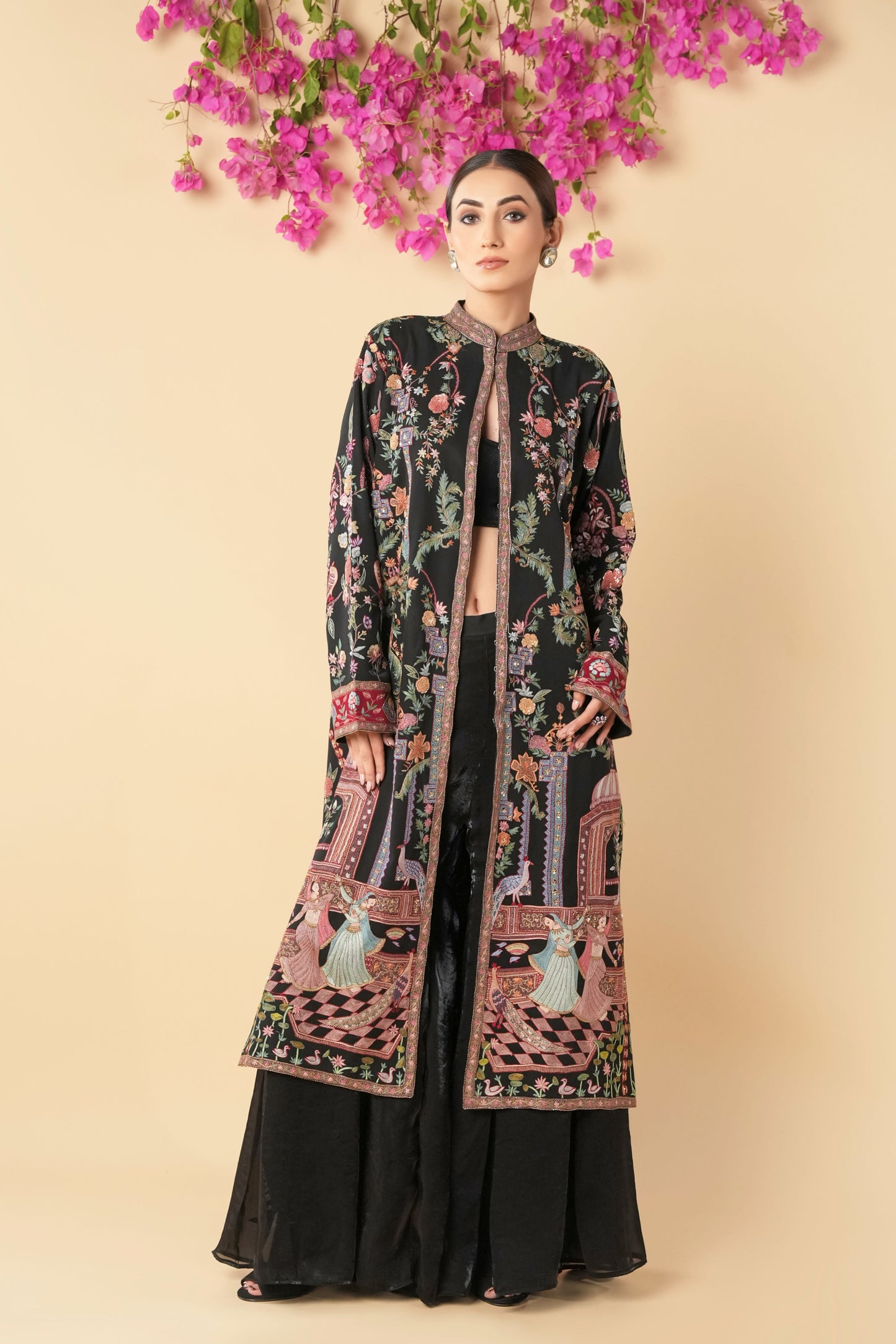 Thread Embroidered Long Jacket