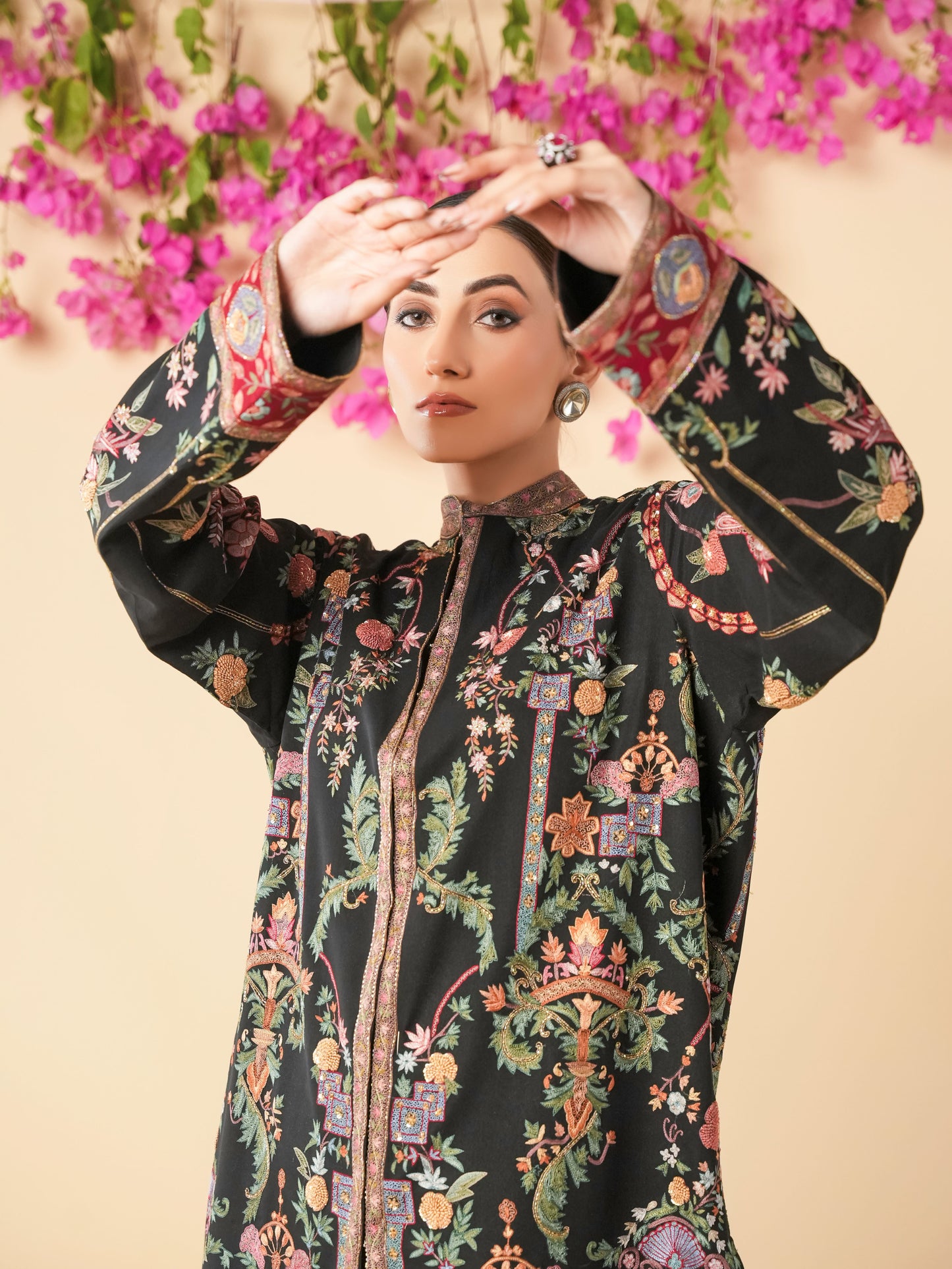 Thread Embroidered Long Jacket