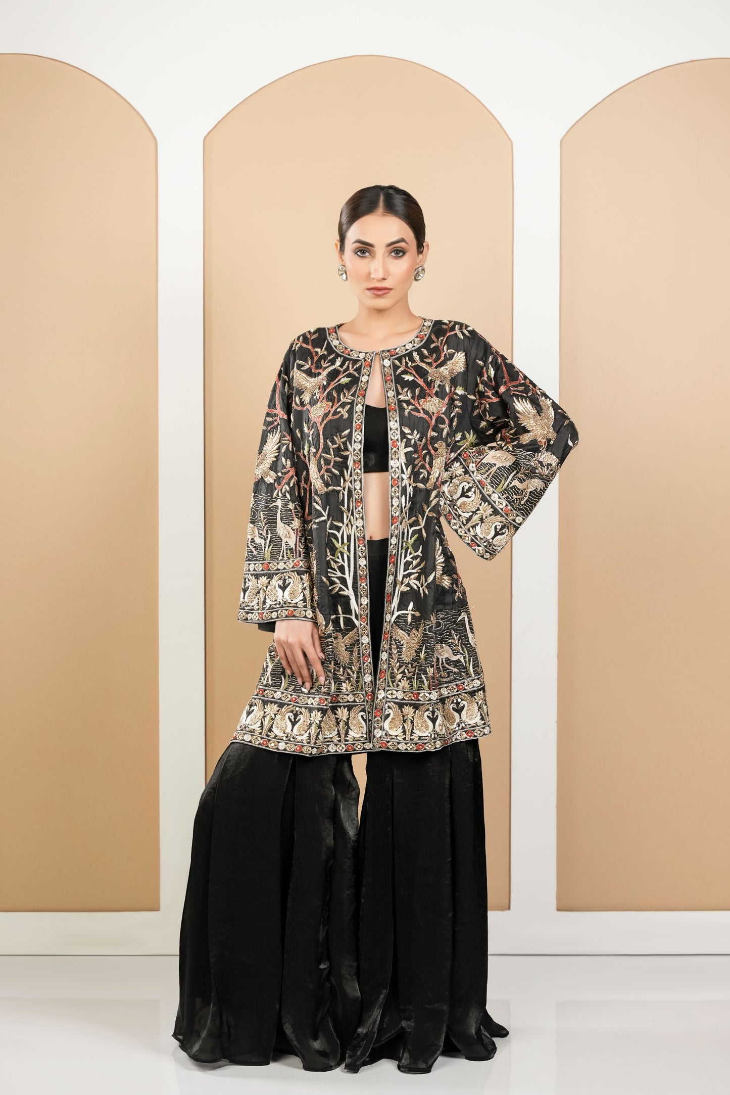 Black Zardozi Short Jacket