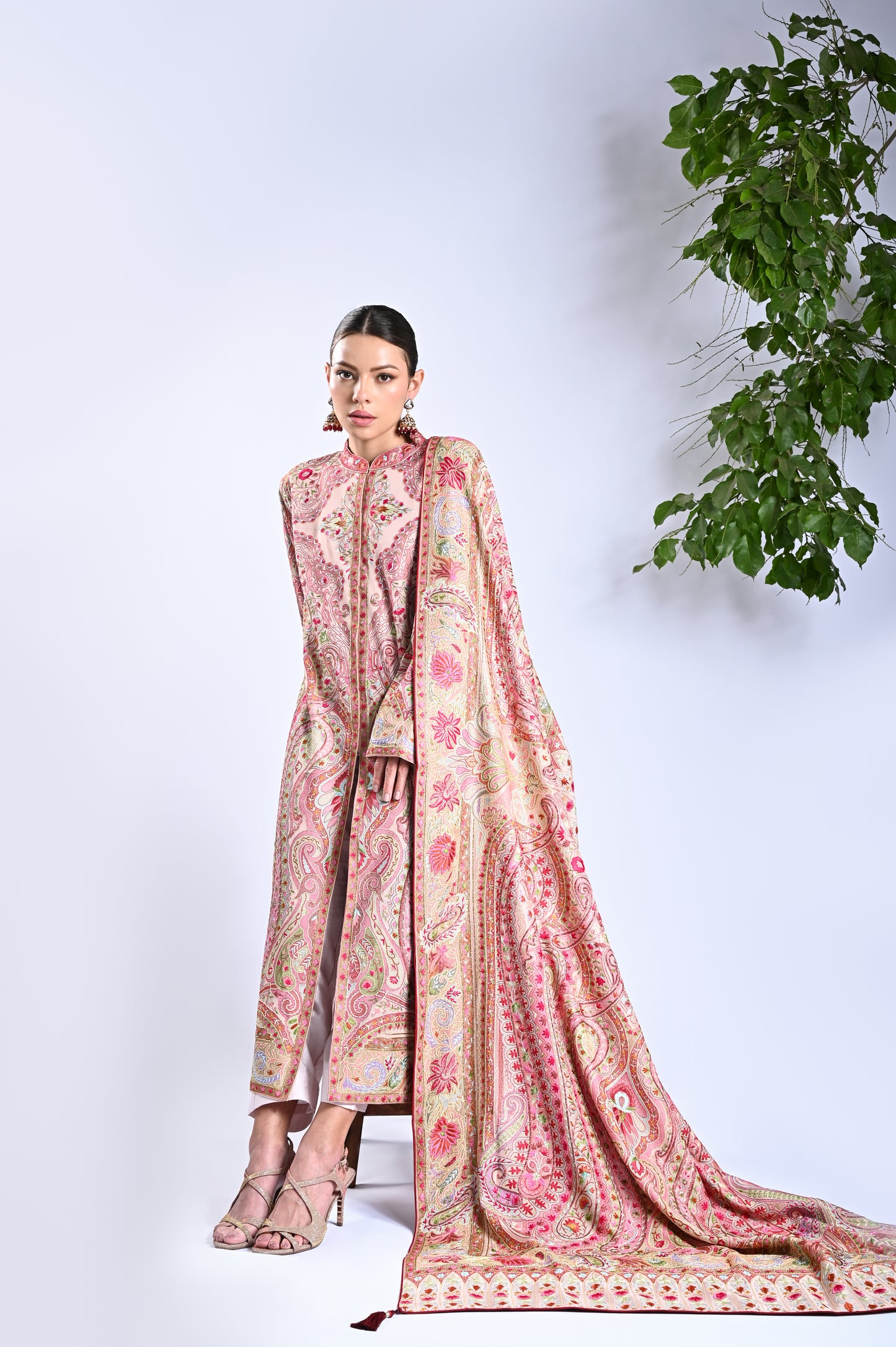 Pink Firdaus - Kalamkari Embroidered Jacket with Dupatta