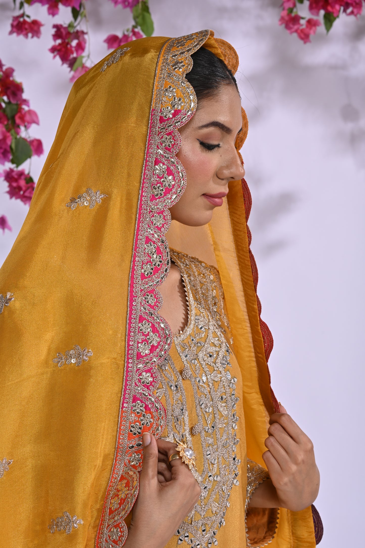 Sufiyana- Mirror Work Suit Set with Embroidered Dupatta