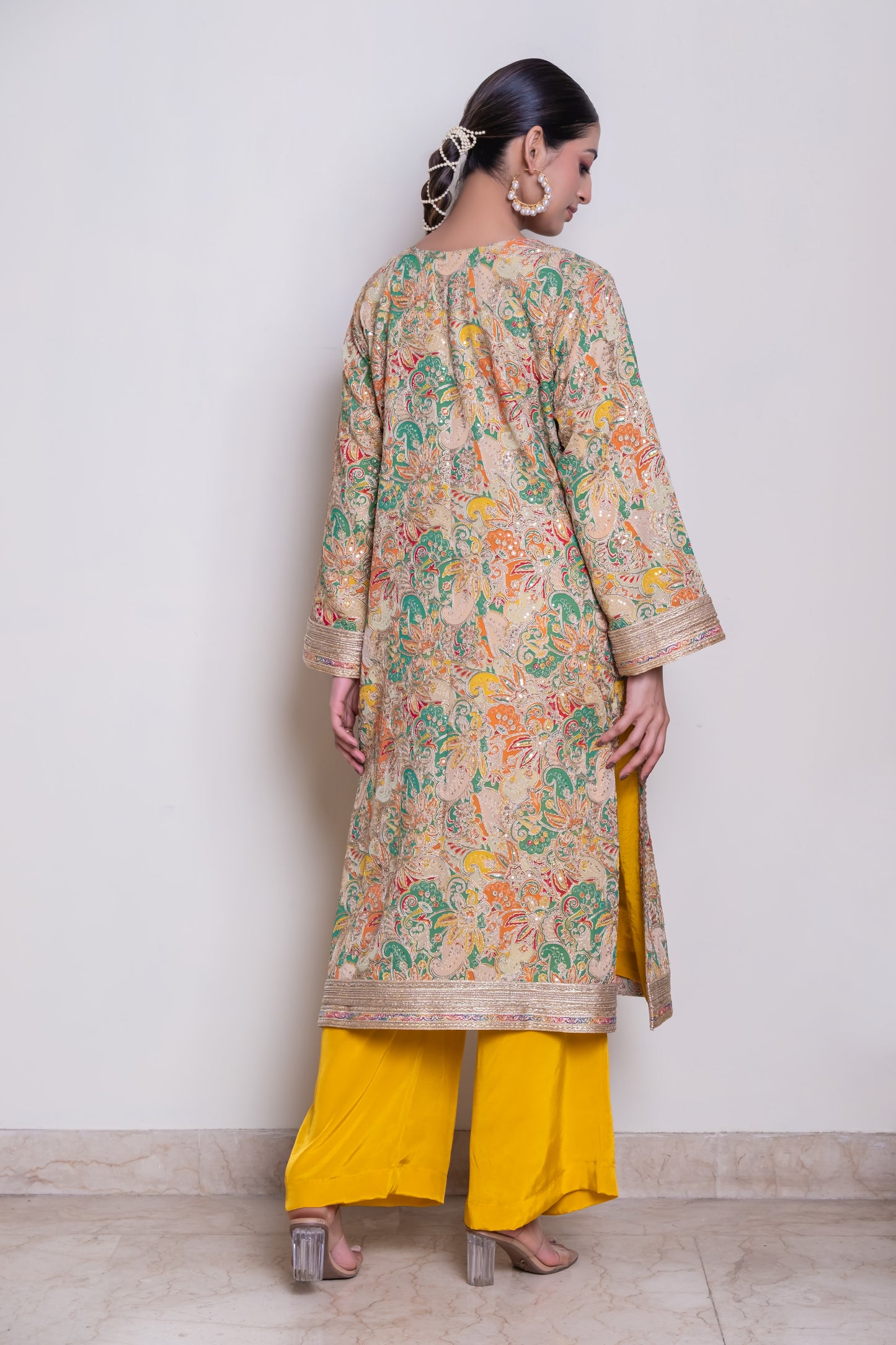 Ziya - Multicolored Crepe Zari Suit Set