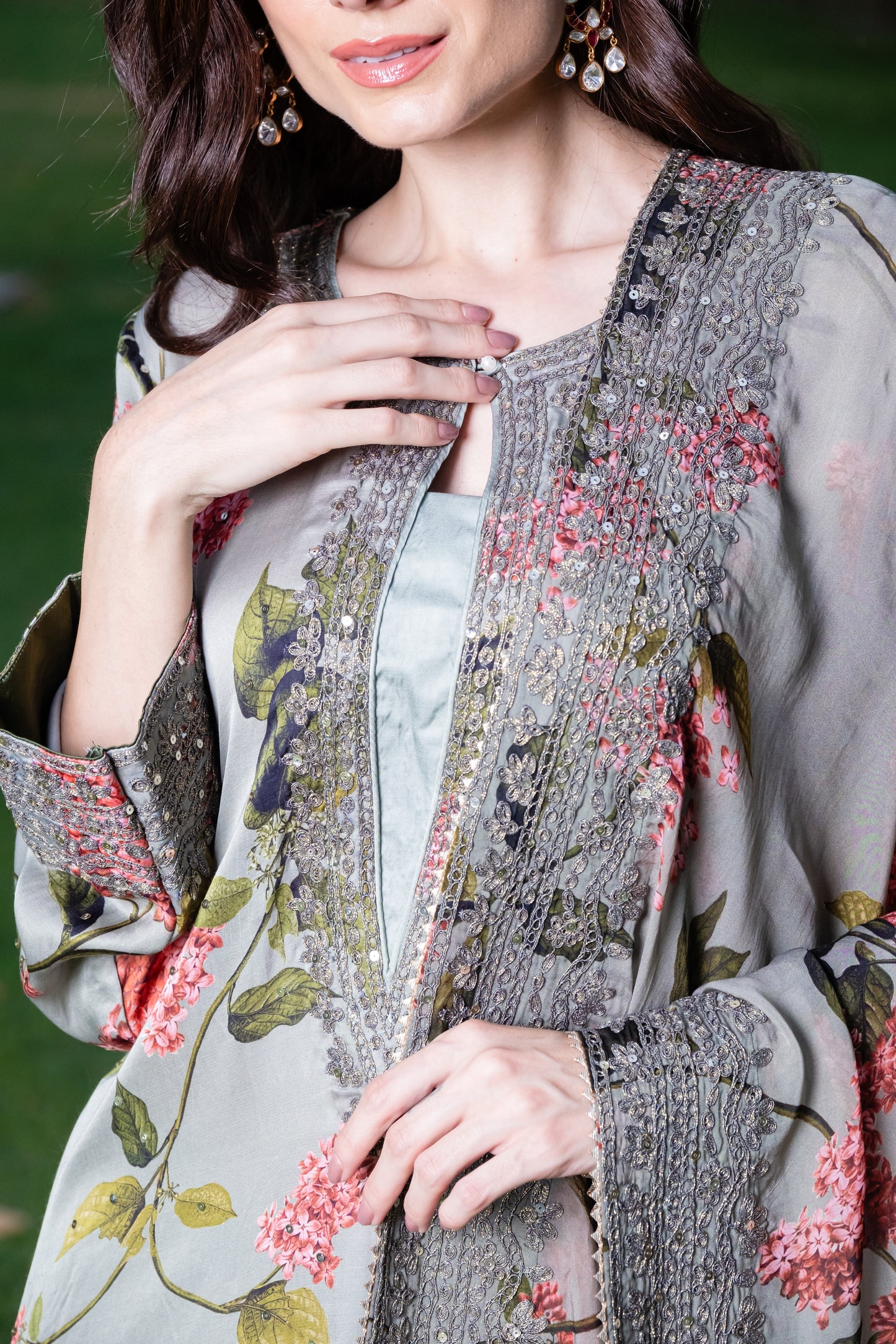 Pankhuri - Digital Print Embroidered Suit Set