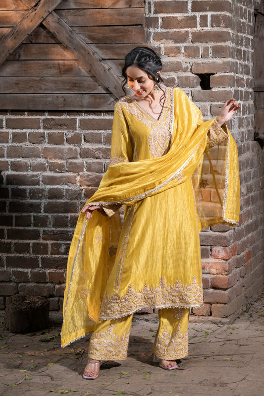 Dori Embroidery Suit set with Dupatta