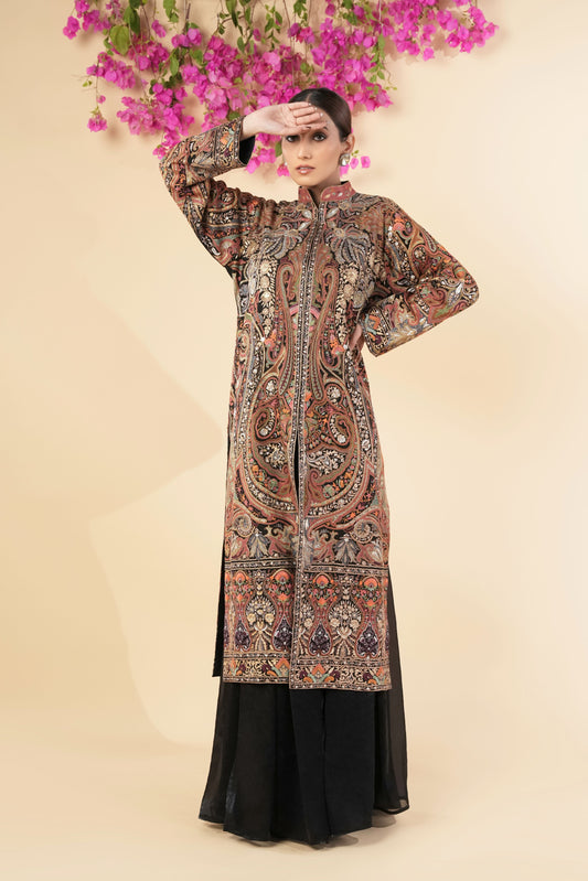 Kashmiri Hand Embroidered Long Jacket