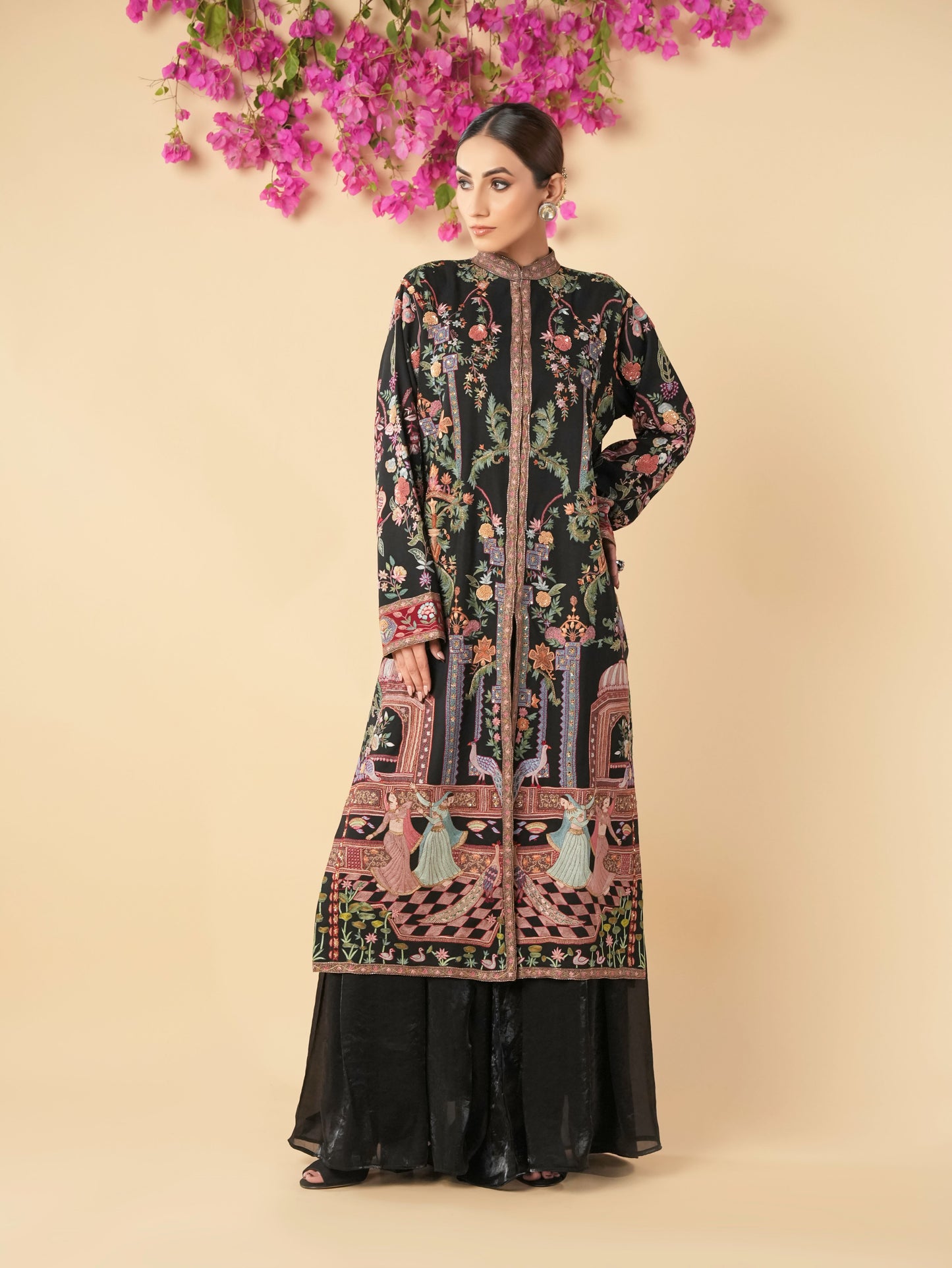 Thread Embroidered Long Jacket
