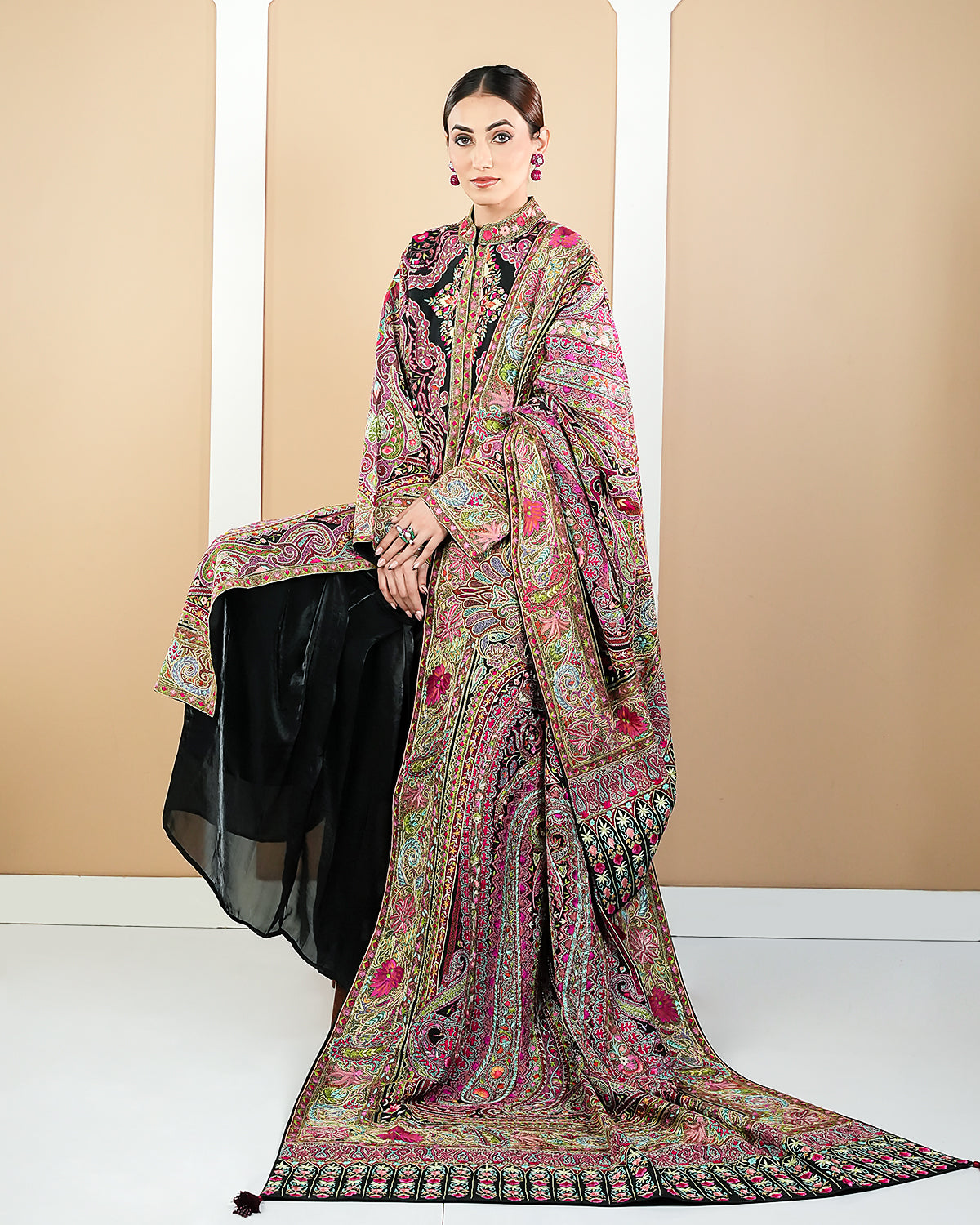 Kashmiri Thread Work Jacket with Dupatta