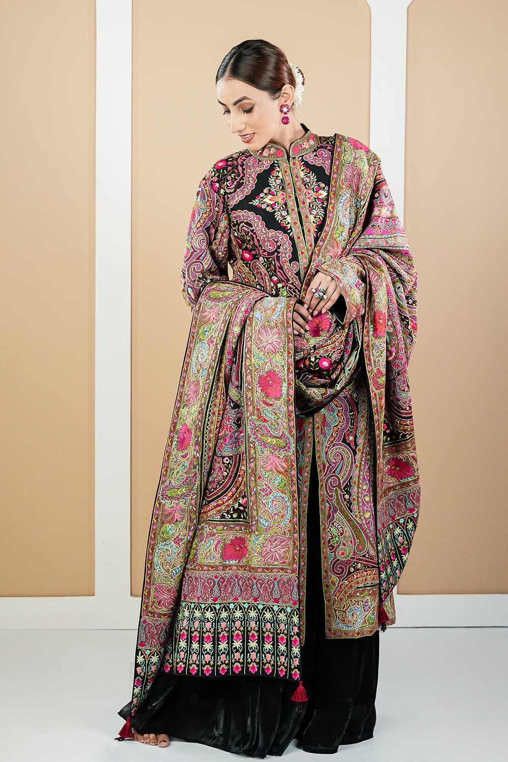 Kashmiri Thread Work Jacket with Dupatta