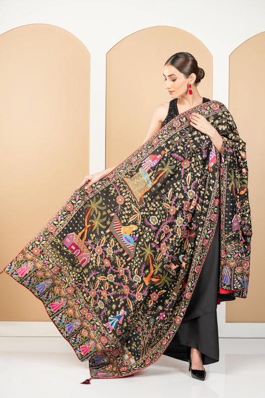 Multicolored Threadwork Royal Dupatta