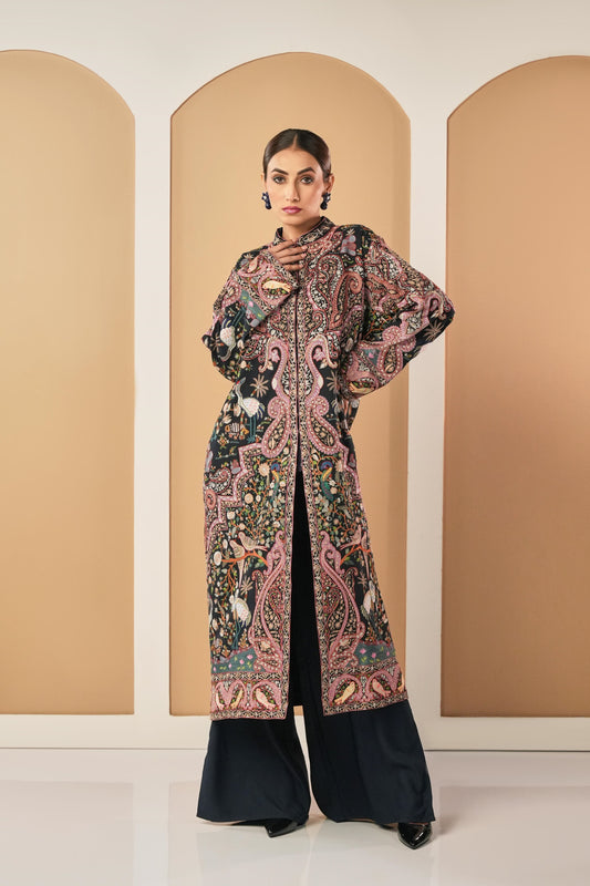 Baagh-Intricate Thread Embroidered Long Jacket