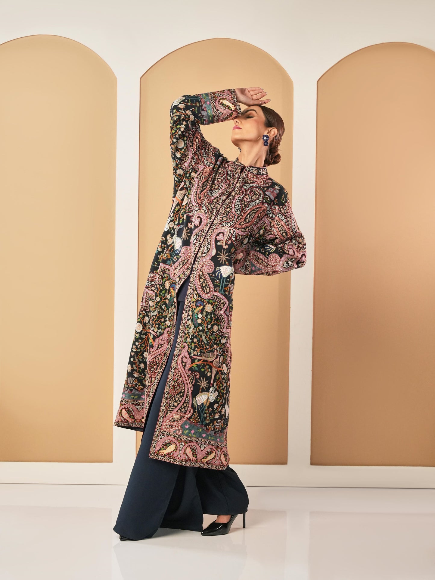 Baagh-Intricate Thread Embroidered Long Jacket