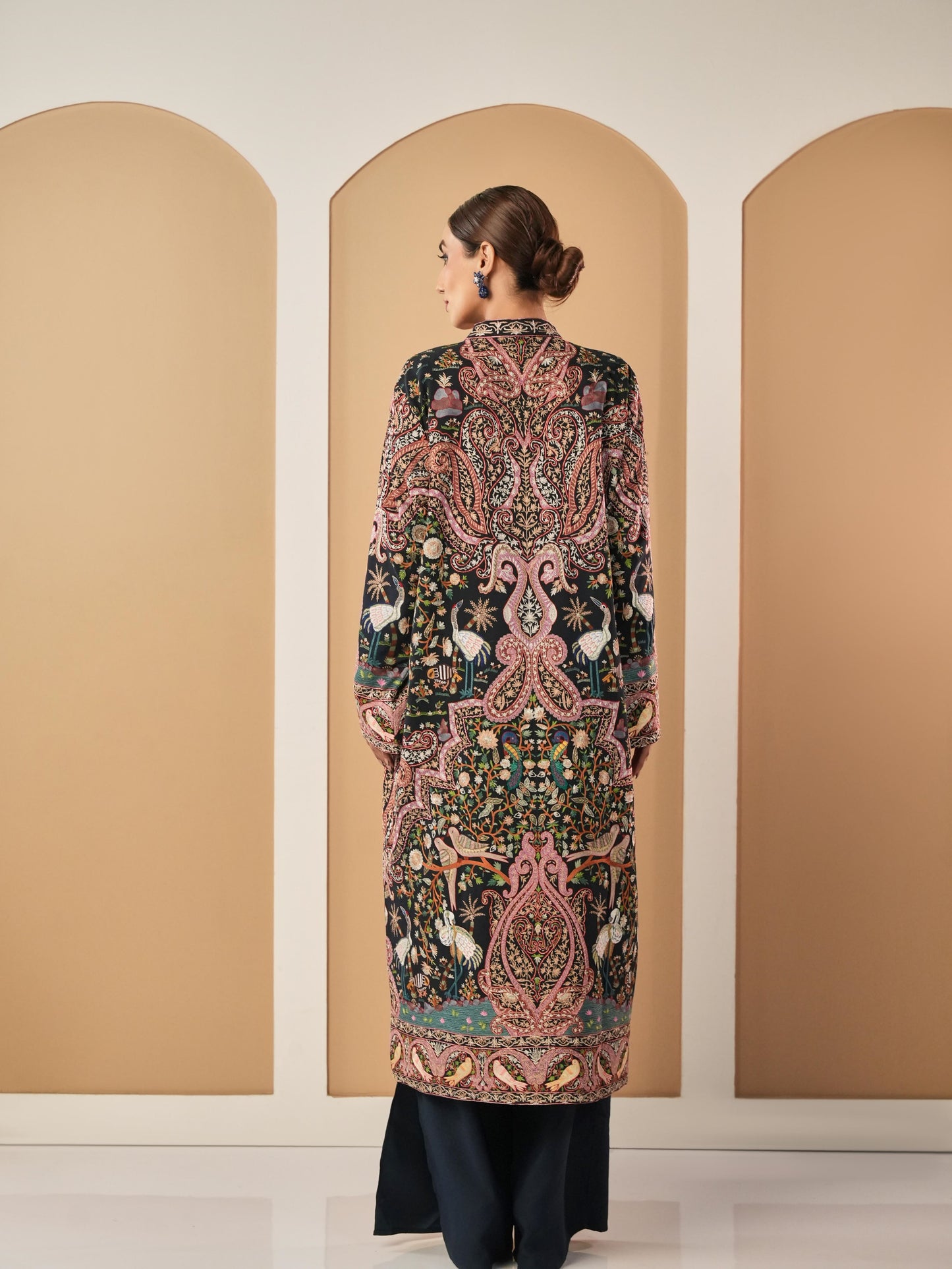 Baagh-Intricate Thread Embroidered Long Jacket