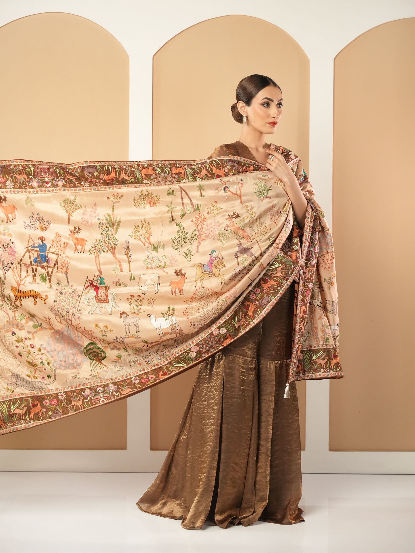Zardozi- Resham Thread Embroidered Dupatta
