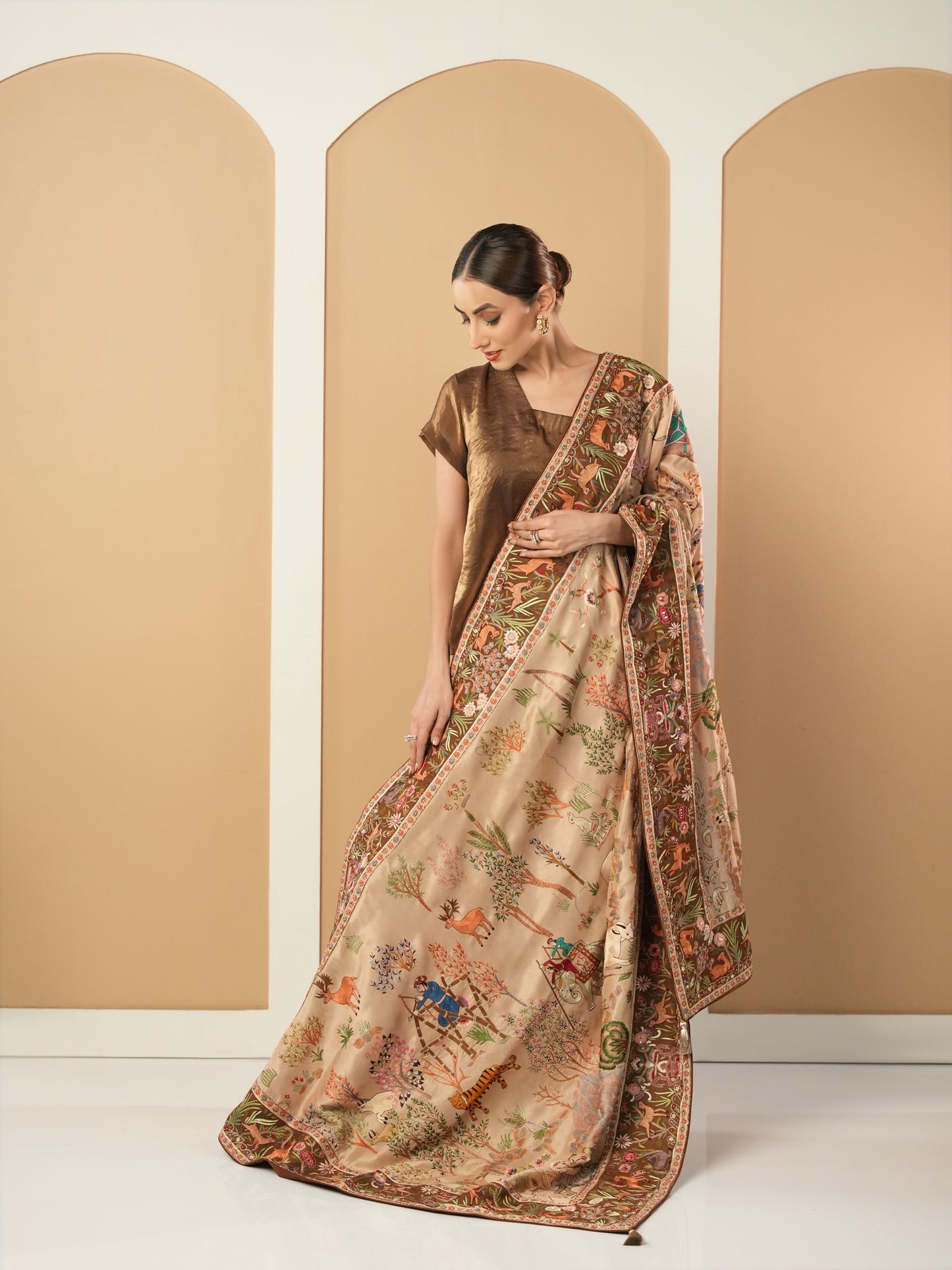 Zardozi- Resham Thread Embroidered Dupatta