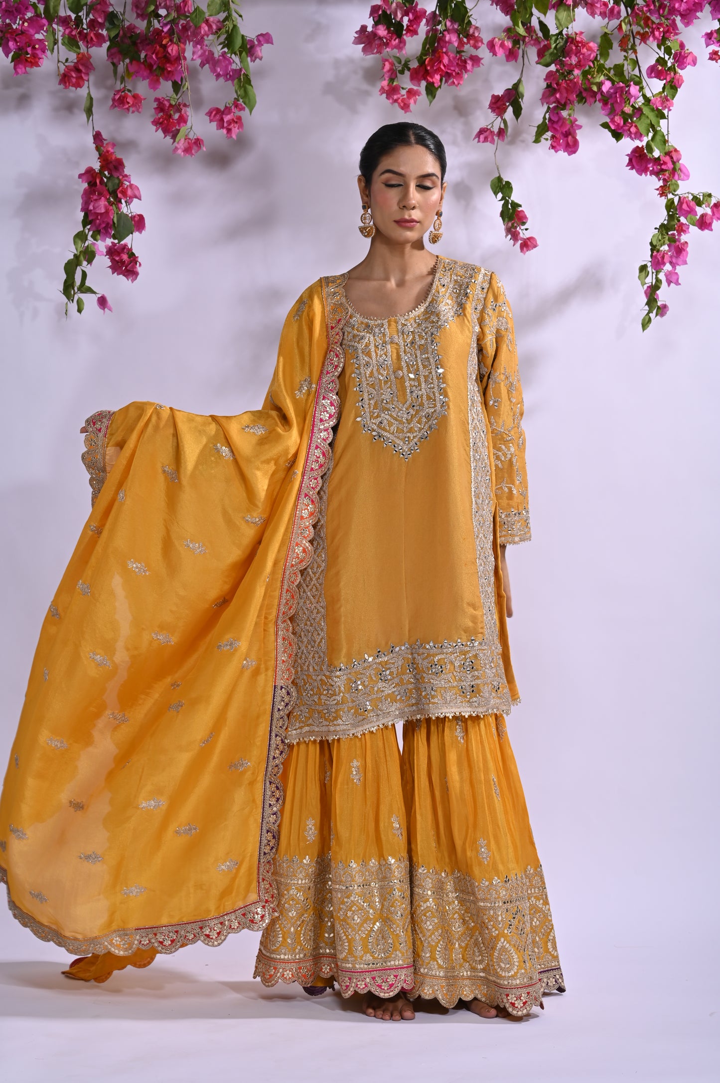 Sufiyana- Mirror Work Suit Set with Embroidered Dupatta