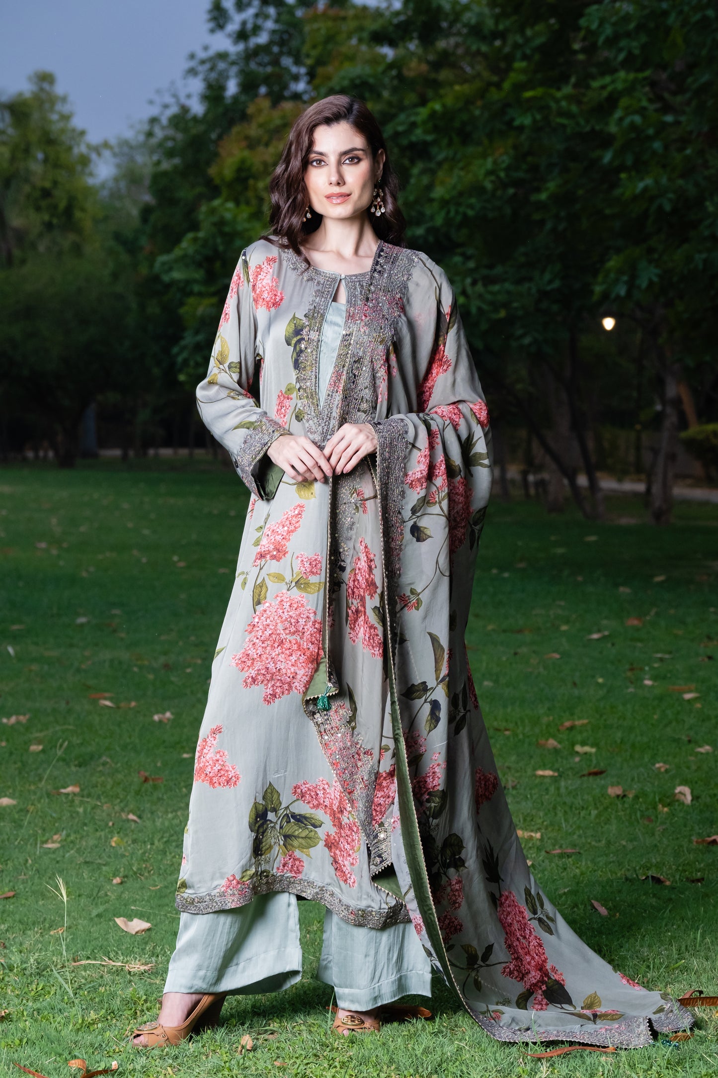 Pankhuri - Digital Print Embroidered Suit Set