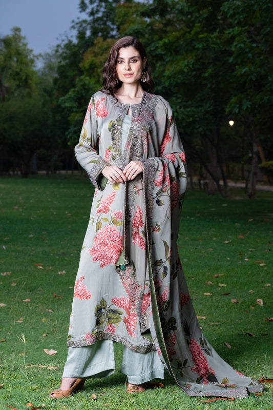 Pankhuri - Digital Print Embroidered Suit Set
